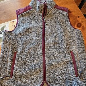 Brooks Brothers Gray and Burgundy Sherpa Vest